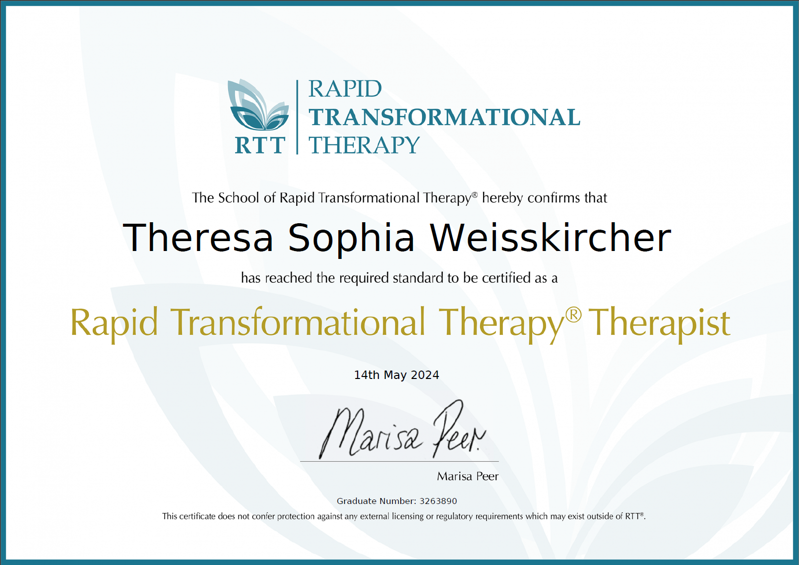 RTT Therapist Certificate